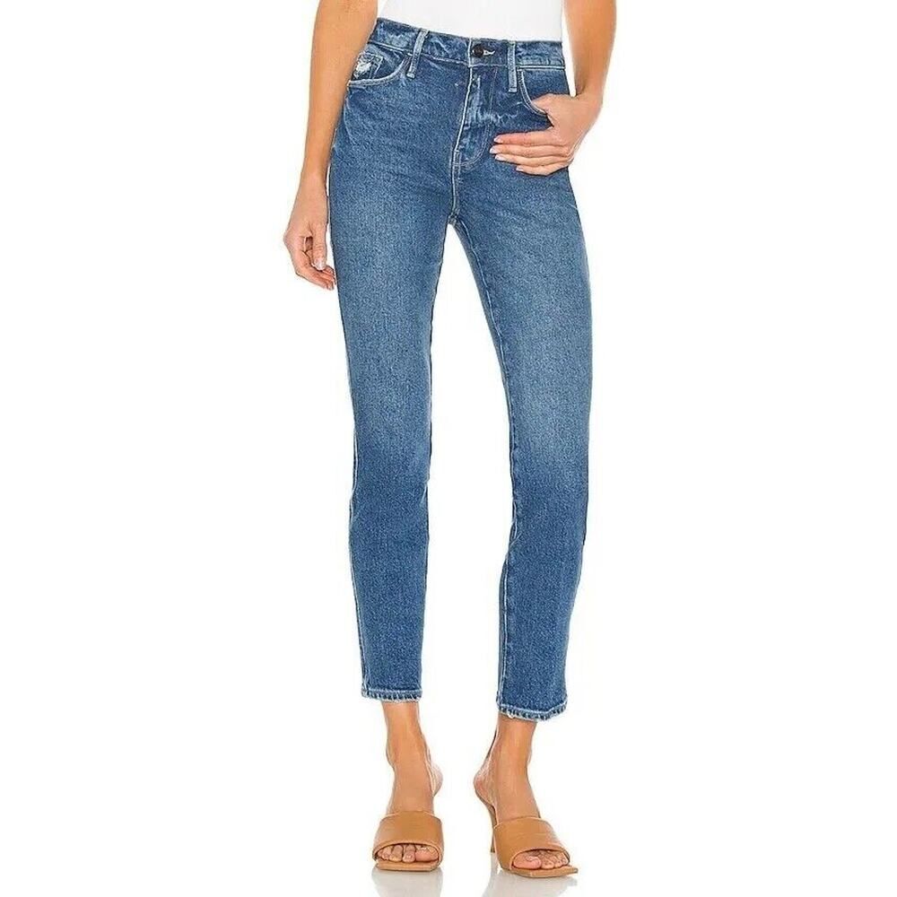 $108 FRAME Le Sylvie Slender Straight Jeans Golden Road High Rise Ankle Crop 27